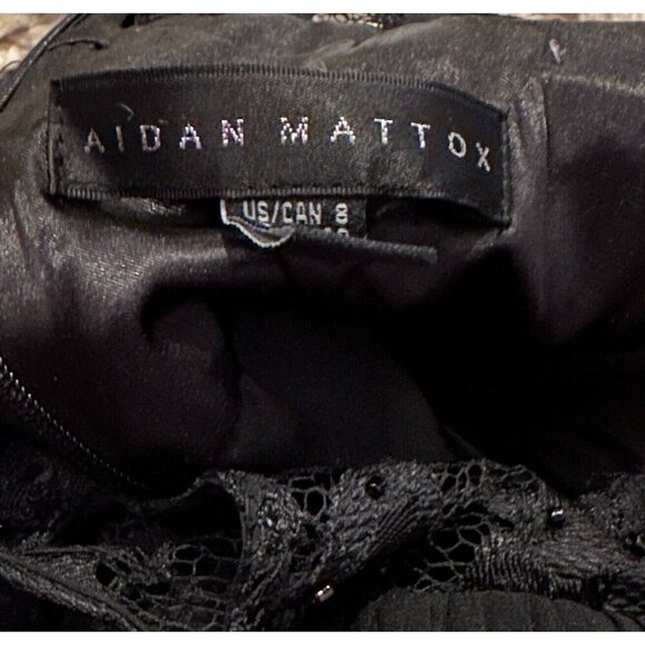 Aidan Mattox 100% Silk Long Black Maxi Dress Evening Gown Wedding Chiffon Beaded - Picture 14 of 15